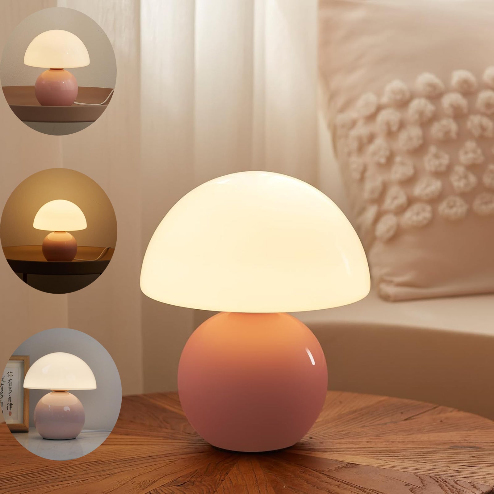 Lampe Champignon à Poser Tactile - Style Rétro, Métal Argenté - Fonctionne