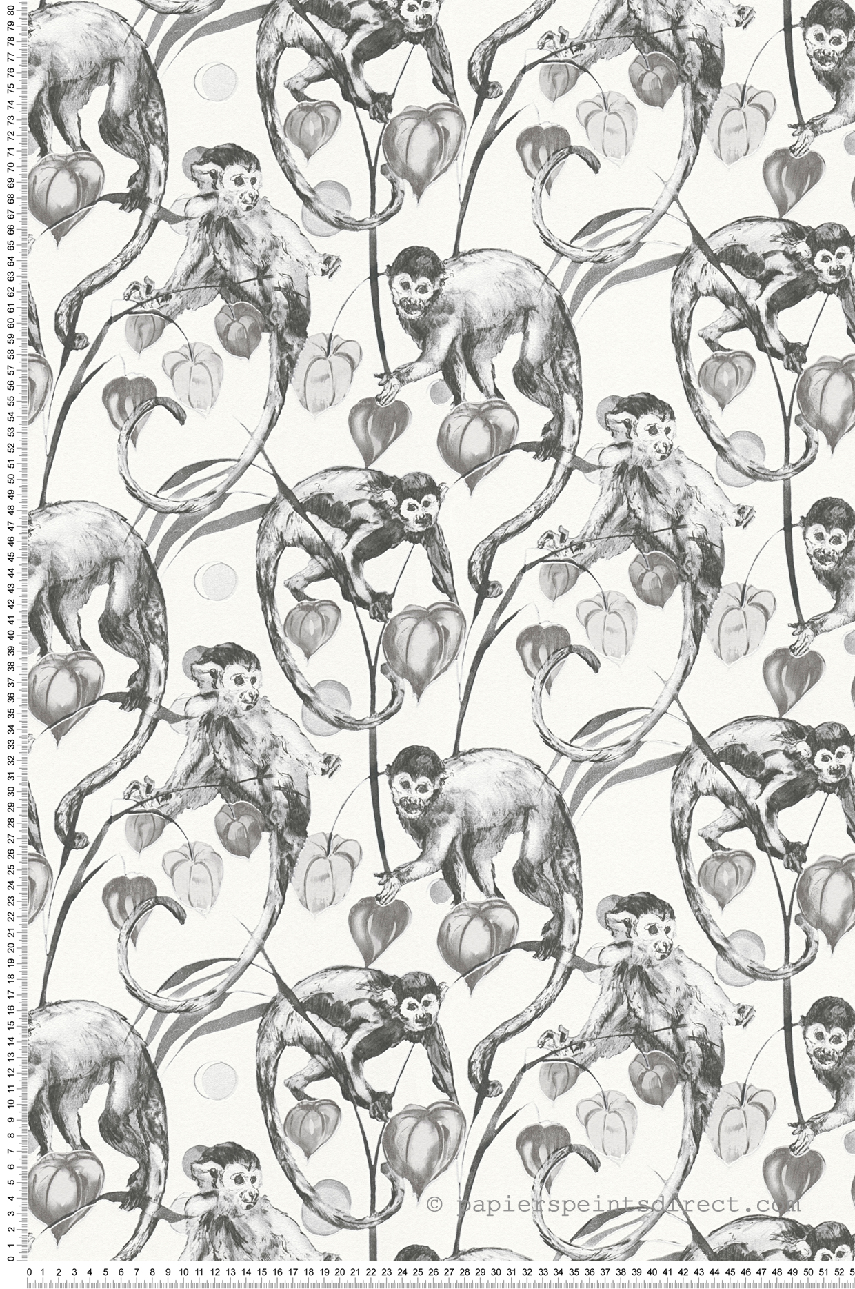 Papel pintado animales salvajes estilo retro papel pintado con dibujo de monos, palmeras y frutas papel pintado tropical blanco y negro