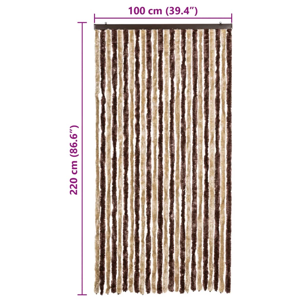 Moustiquaire | Rideau anti-moustique Beige et marron clair 100x220 cm Chenille CFW54278 - 7