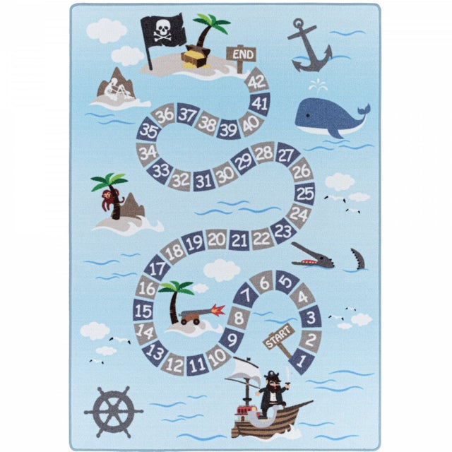 OCEAN - Tapis Enfant Lavable Bleu 140 x 200 cm