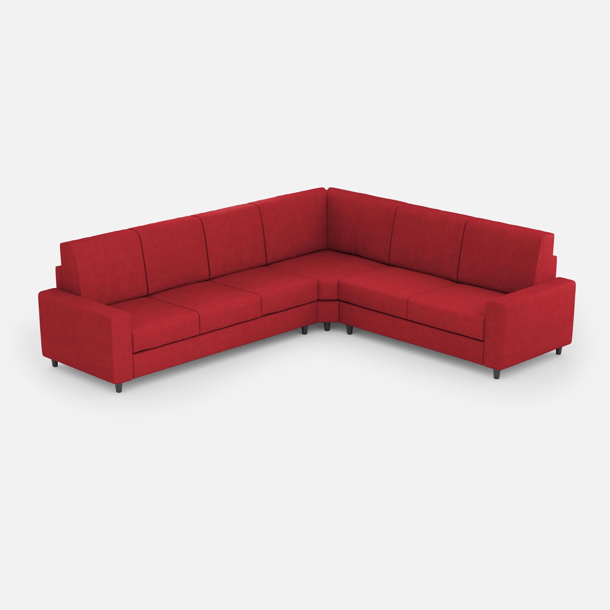 Sofá sakar de 3 plazas (tres plazas de 60 cm) + rincón + sofá de 2 plazas (dos plazas de 60 cm) dimensiones exteriores l.286x226 color rojo