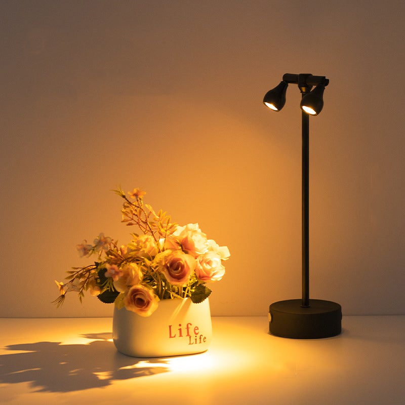 Metalowa lampa biurkowa LED, lampa barowa retro, reflektory masztowe, dekoracja otoczenia, małe lampki nocne, czarna
