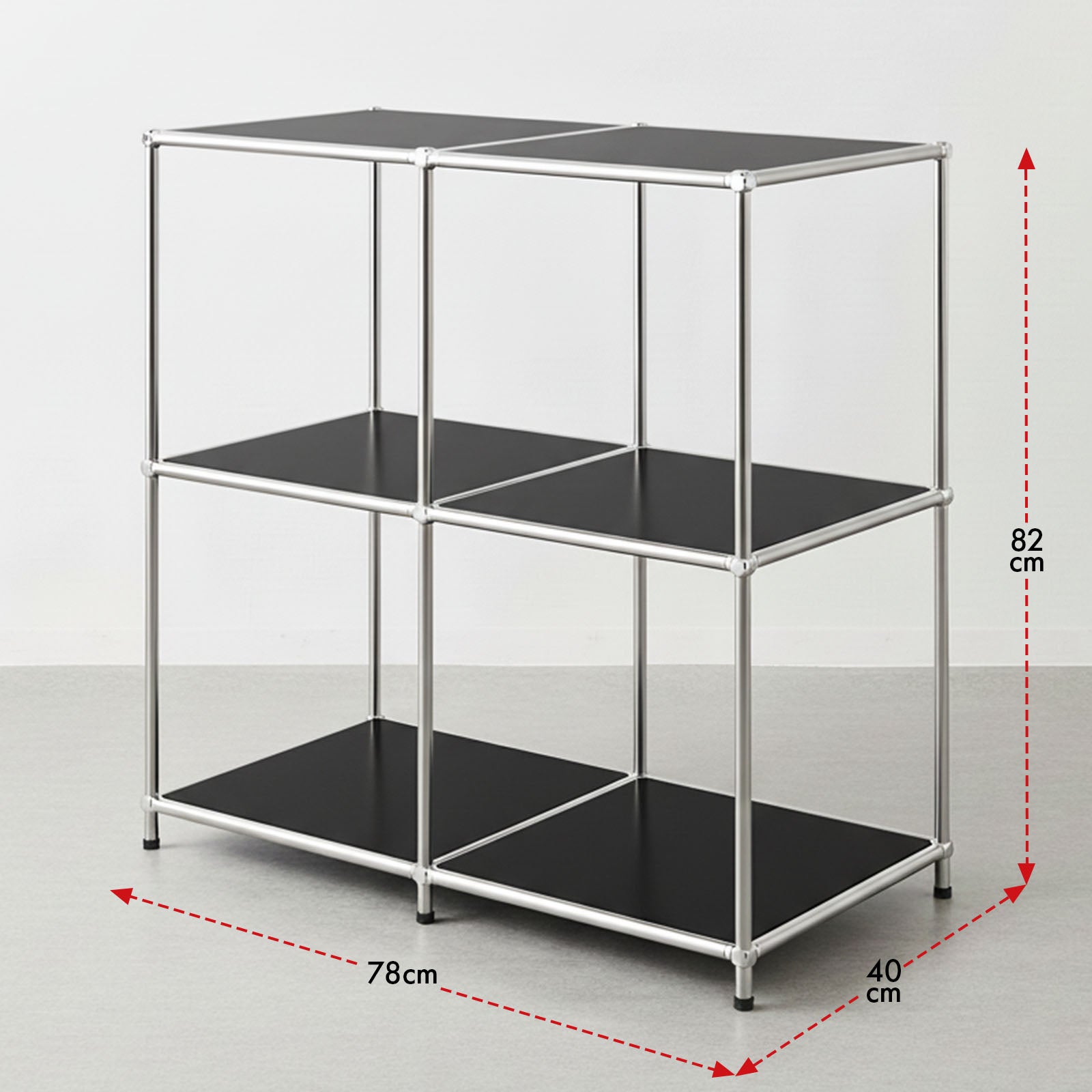 Rangement stylé et épuré – Étagère en métal chromé, 78 × 40 × 82 cm, Noir - 2