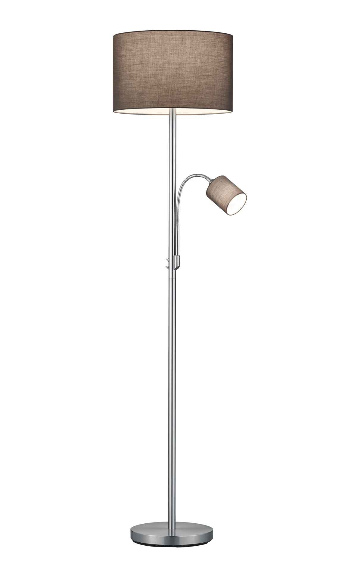 Lampa podłogowa stojąca Hotel srebrno-szara 2xE14 / E27x78W wym: 170 x 40 x 40 cm tkanina Trio