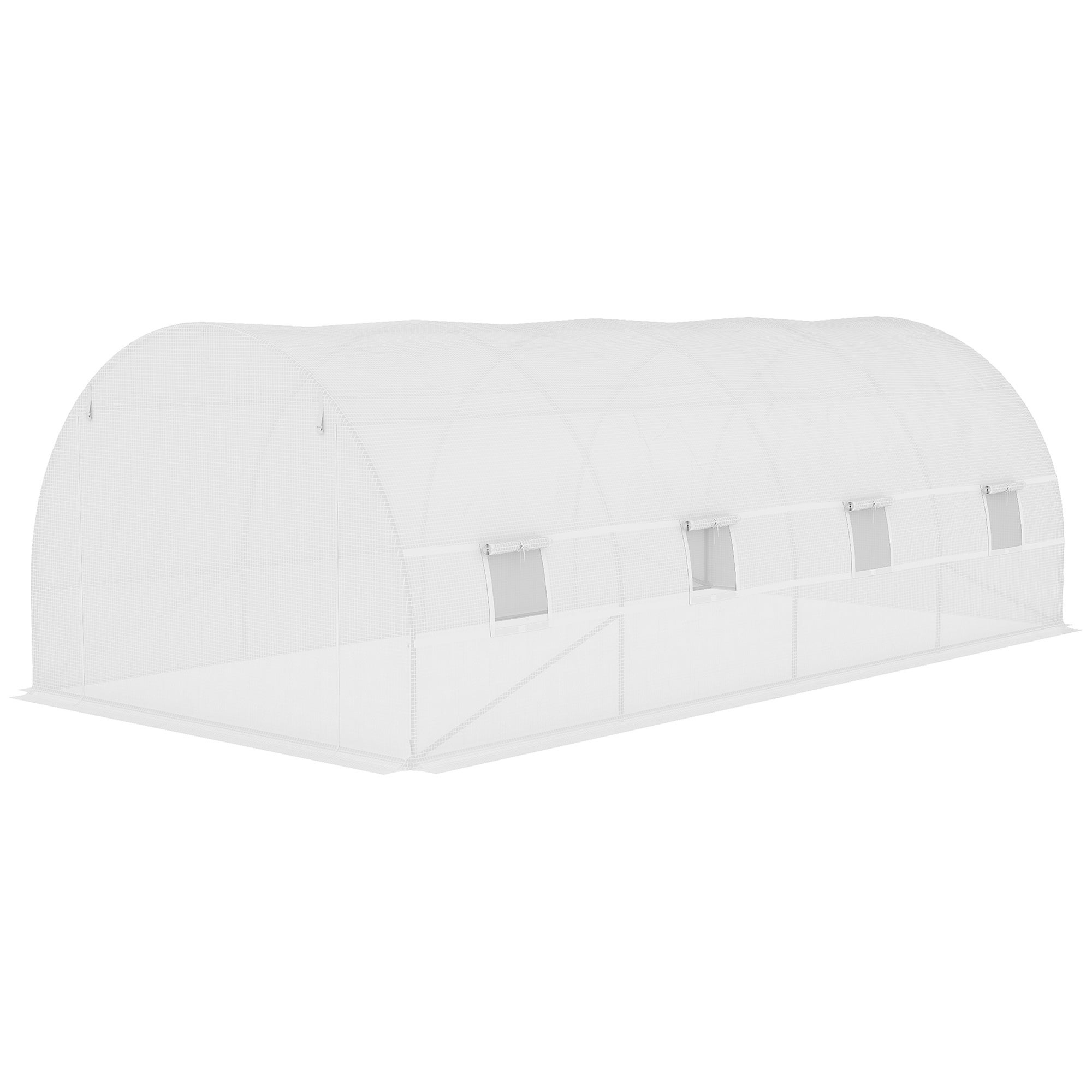 Bâche de Rechange Serre Tunnel 18 m², bâche 6L x 3l x 2H m PE Anti-UV imperméable 12 fenêtres + Porte Enroulable zippée - 9