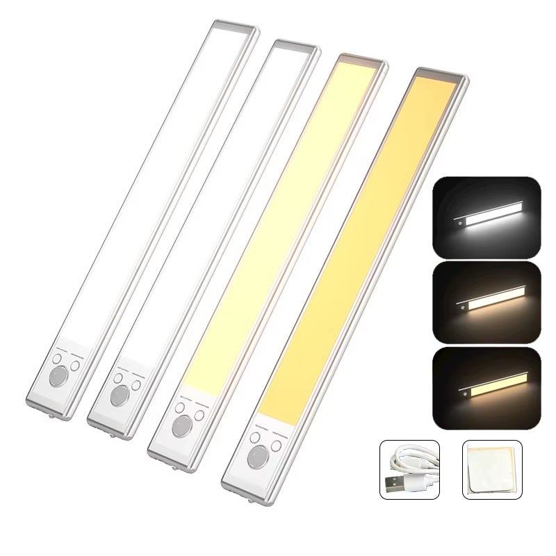 4 bezprzewodowe światła LED z czujnikiem ruchu (30 cm), 2200 mAh, ładowane przez USB, 3 regulowane poziomy jasności