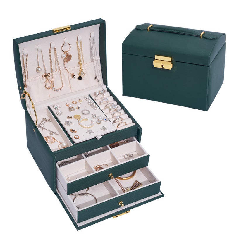 Scatola Organizer Per Gioielli Da Viaggio: 2 Strati, In Velluto, Grande Capacità Per Orecchini, Collane, Bracciali - 6