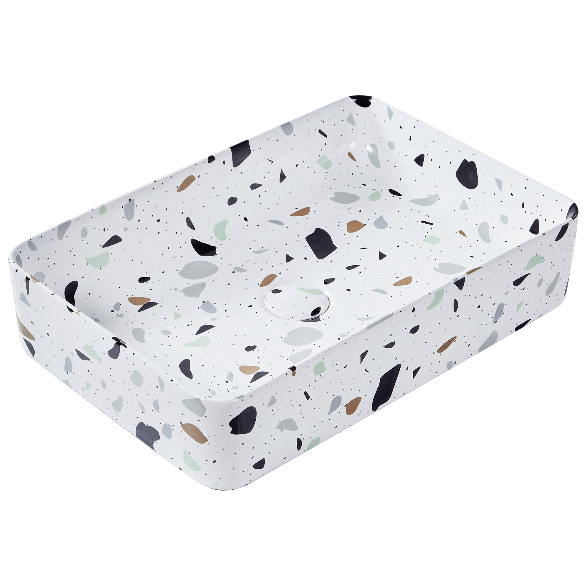 Lavoar pe blat NULES Terrazzo alb 61 x 35 cm Ceramică