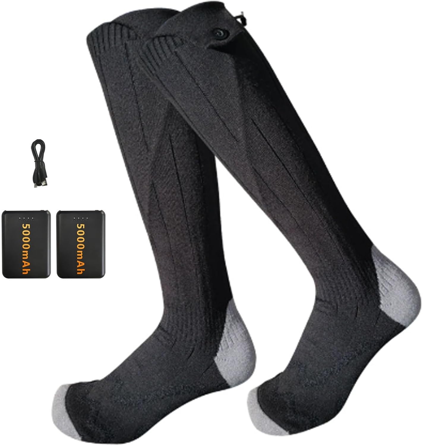 Chaussettes Chauffantes Rechargeables Pour Hommes Et Femmes - 4 Niveaux De Chaleur (40°C à 65°C) - Batterie 5000mAh - Pour Ski, Randonnée, Camping
