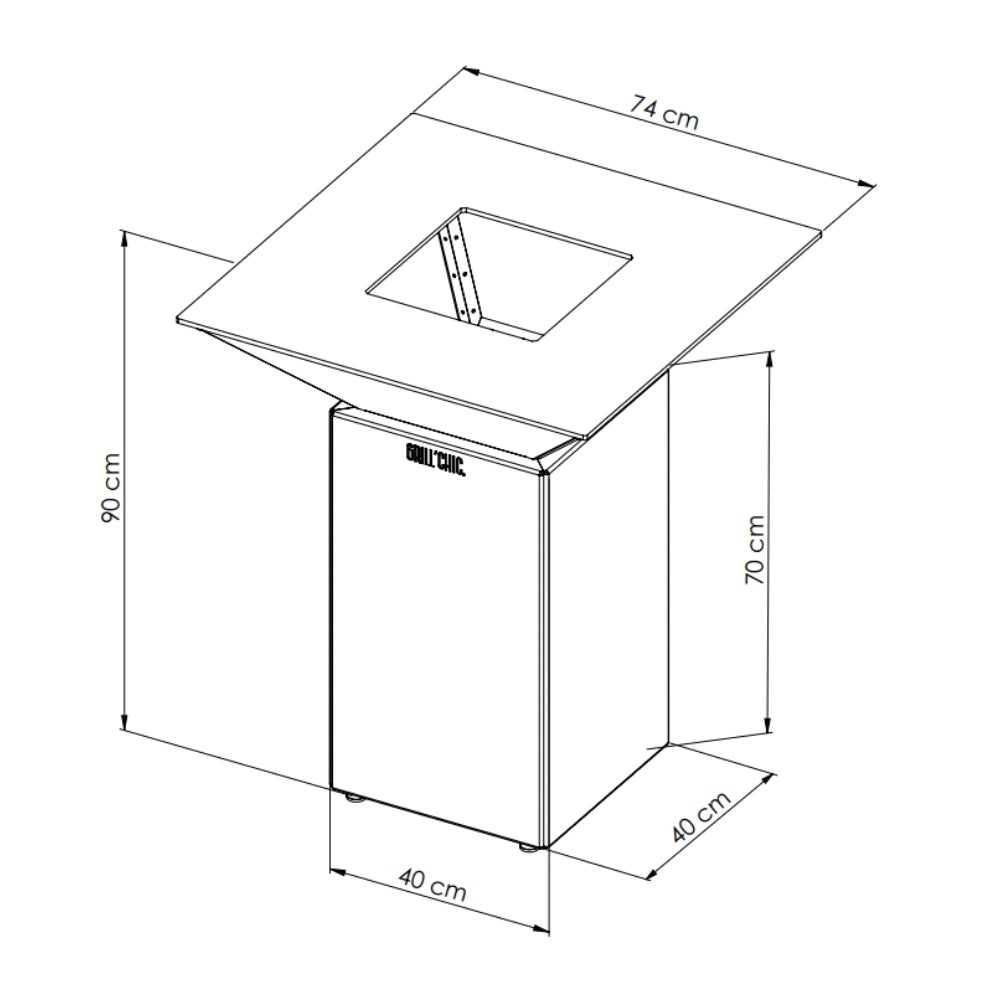 Brasero Cevenol Acier Normal Carre 74 Gris Anthracite Double Cuve - 5