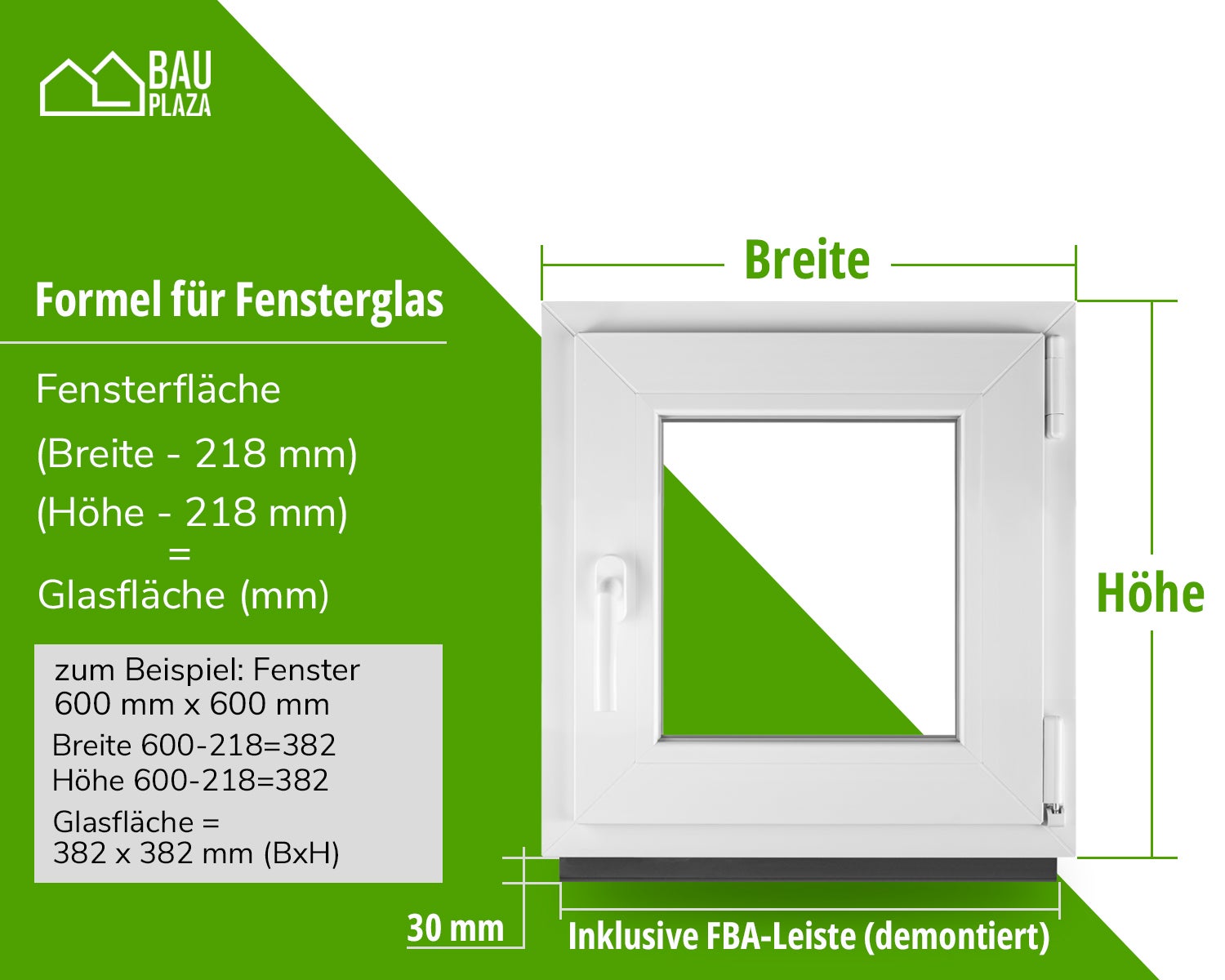 ‎BauPLAZA - Ventana PVC ANCHO x ALTO 500 x 500 mm 50 x 50 cm Derecha BLANCA Vidrio Transparente - doble cristal OSCILOBATIENTE - 2