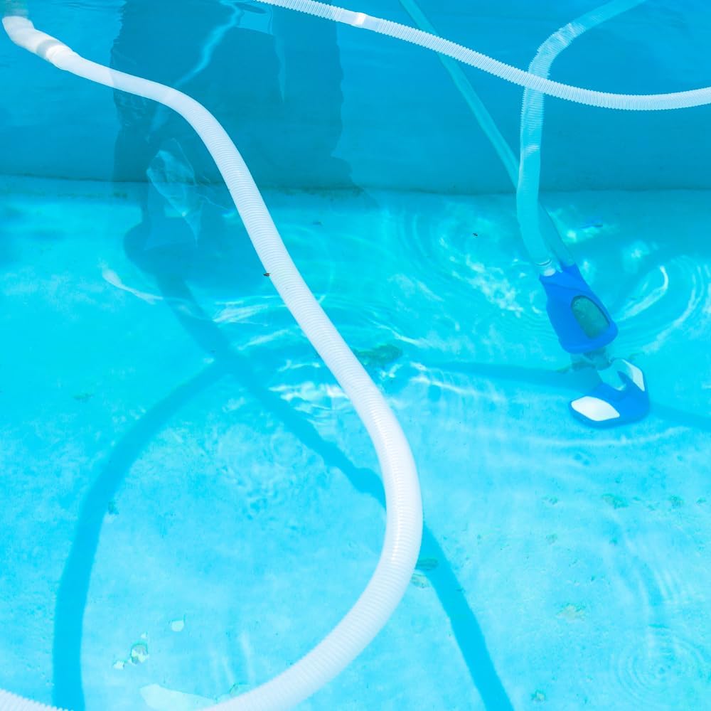 acquaverde | Tubo per Piscina con Manicotti, Galleggiante, Flessibile e Sezionabile, Ideale per Pulizia, Aspirazione, Skimmer e Pompe Filtranti - Bianco (6 metri, ø 38 mm