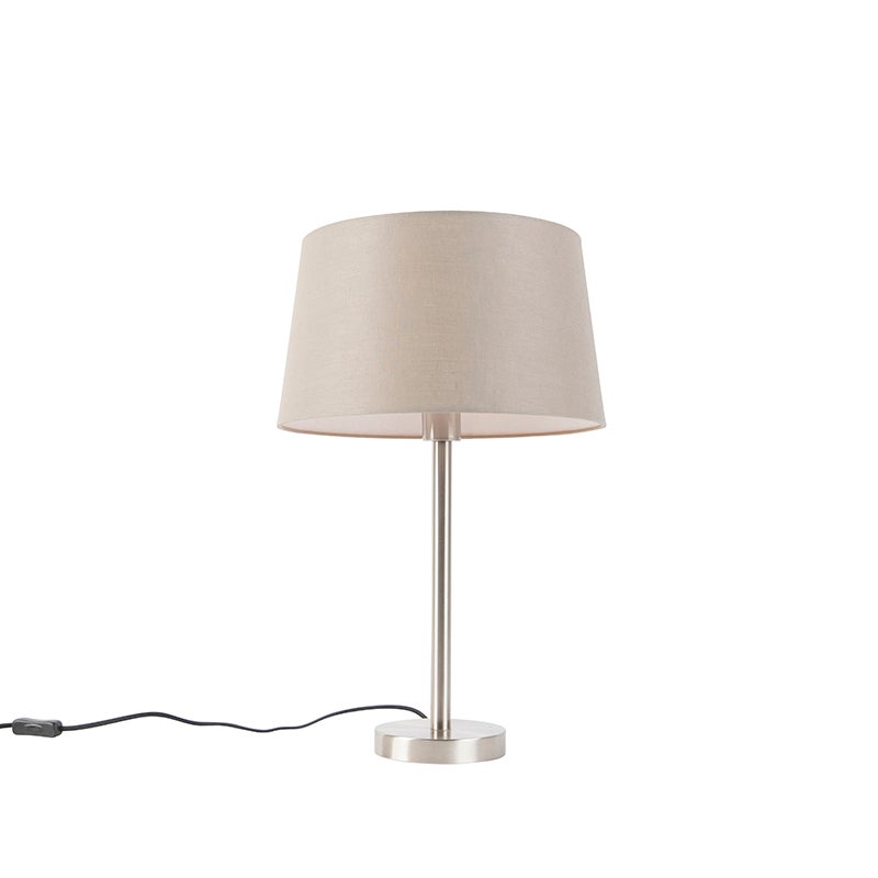 Qazqa nowoczesny lampa stołowa z kloszem - Simplo - taupe, okrągły, max. 60w, e27, 52.5cm, IP20 oświetlenie wewnętrzne