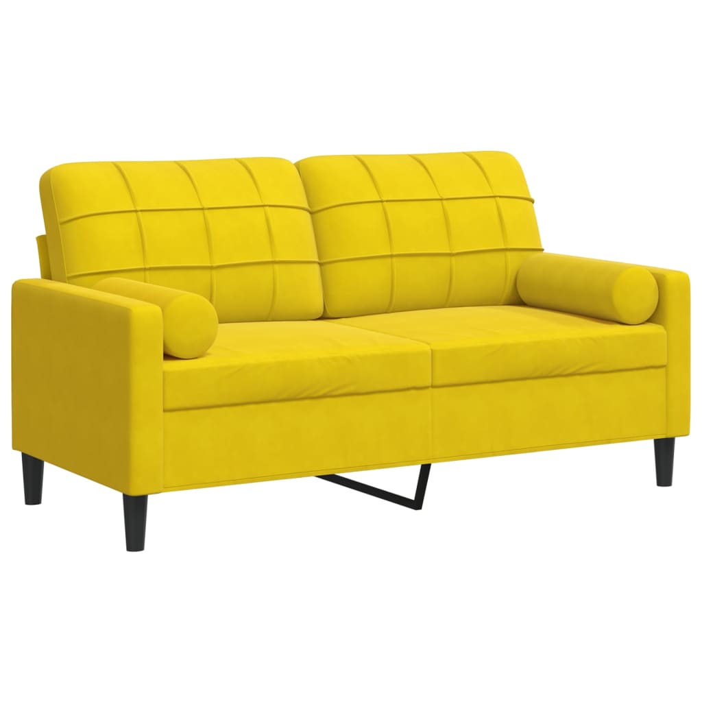 Sofá de 2 plazas | sofá de salón | sofá de descanso con cojines terciopelo amarillo 140 cm cfw785102