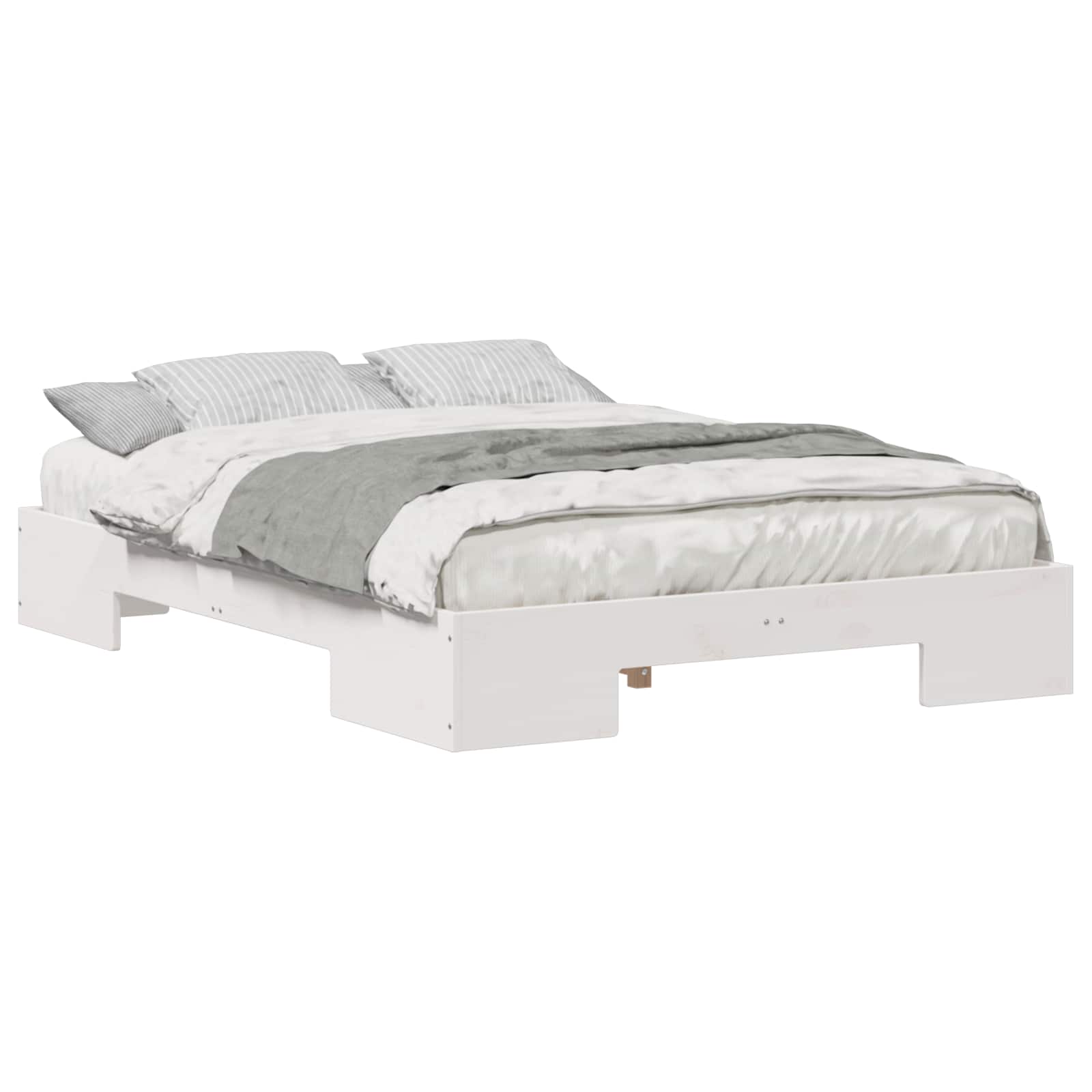 Cadre de lit blanc, pour la chambre, 120 × 190 cm - 2