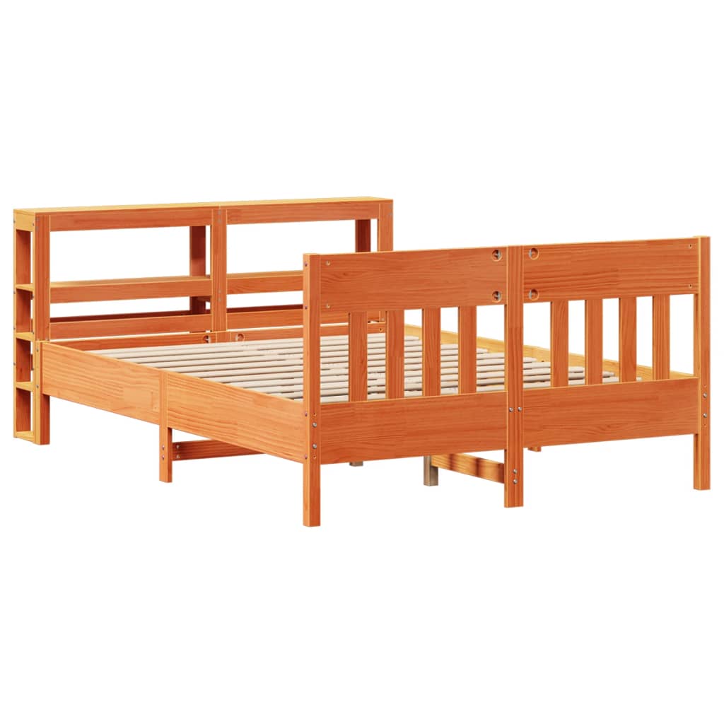 Lit Double Lit Adulte Cadre De Lit Sans Matelas Cire Marron X Cm Bois Pin Massif