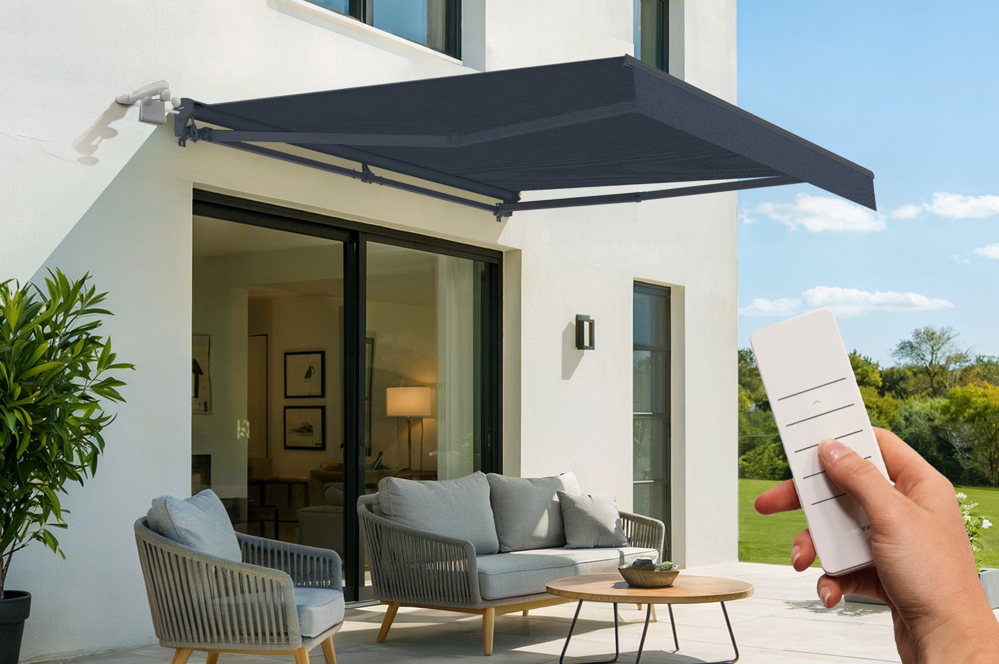 FAZZIO 3x2,5m szara półkasetowa markiza z napędem elektrycznym