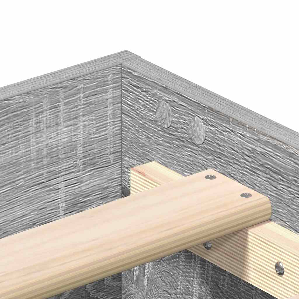 Cadre de lit gris en panneau de bois pour la chambre, 203 × 93 × 25 cm - 8