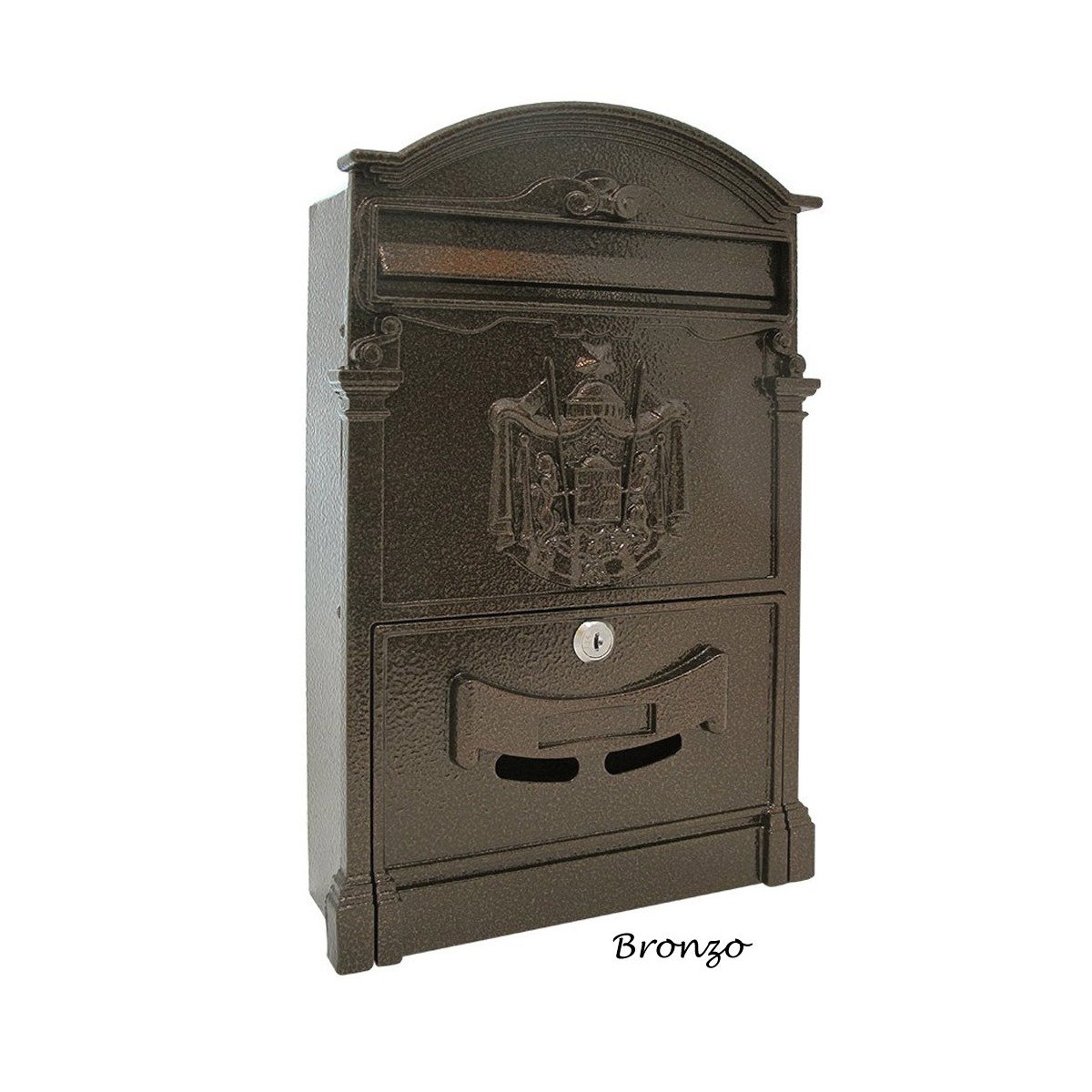 Cassetta Postale Modello Regia - Bronzo Antico, Dimensioni 40x24x8 Cm, Ferro