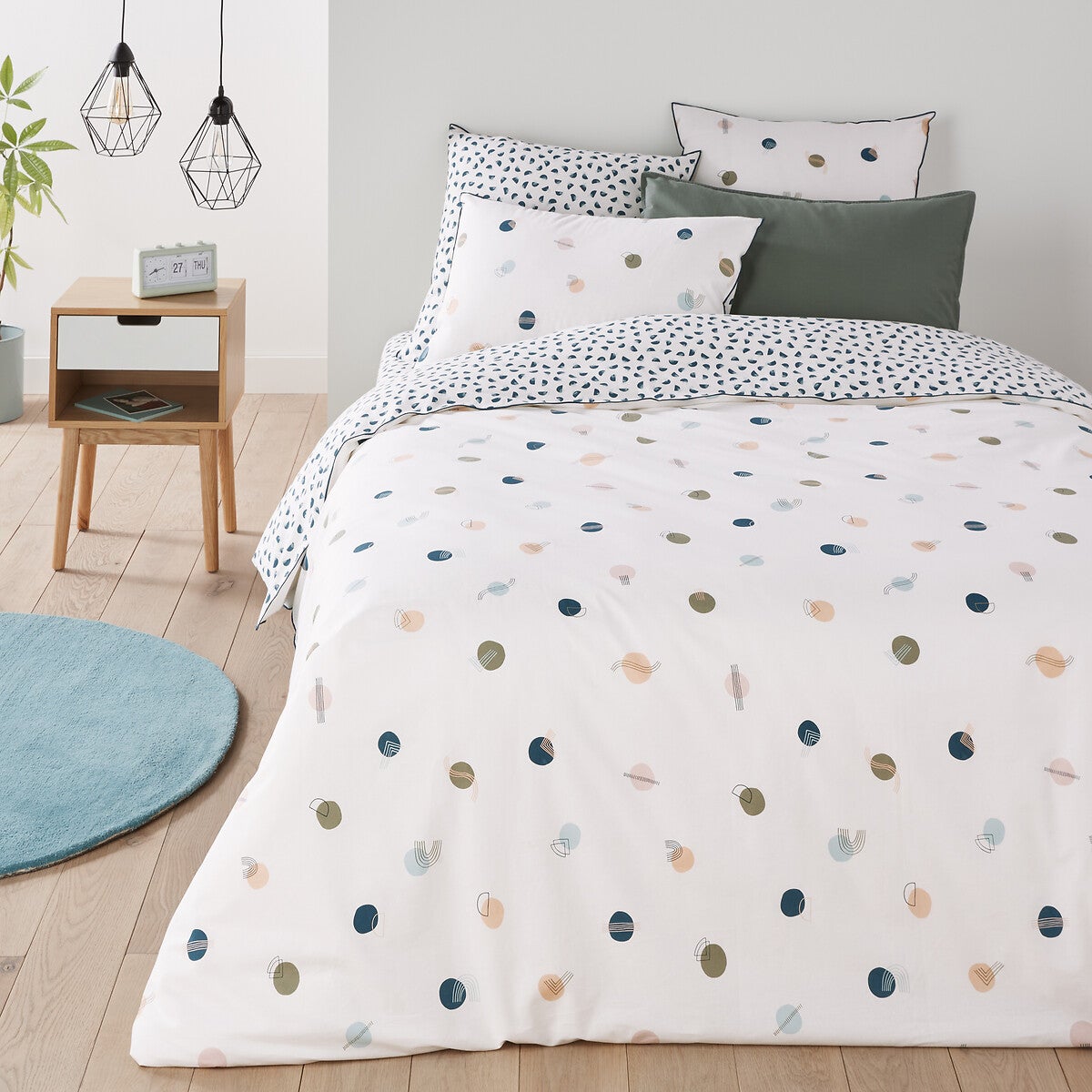 Housse De Couette 3 Pièces 220x240 Cm - Imprimé Dauphins Et Clair De Lune - Microfibre Brossée Violette - Taies 65x65 Cm Incluses - 2