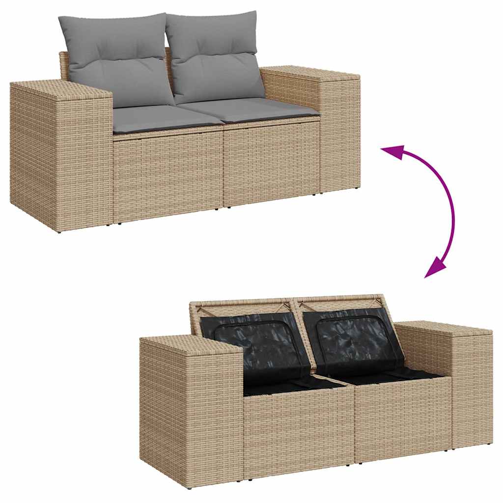 Salon bas de jardin en Rattan synthétique Beige 2 personnes - 9