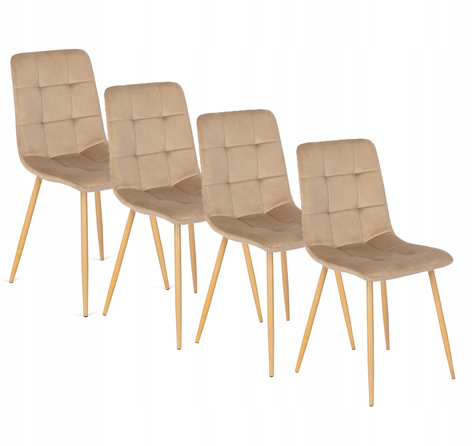 Zestaw 4x Krzesło Tapicerowane Welurowe Do Jadalni Beż FREDY