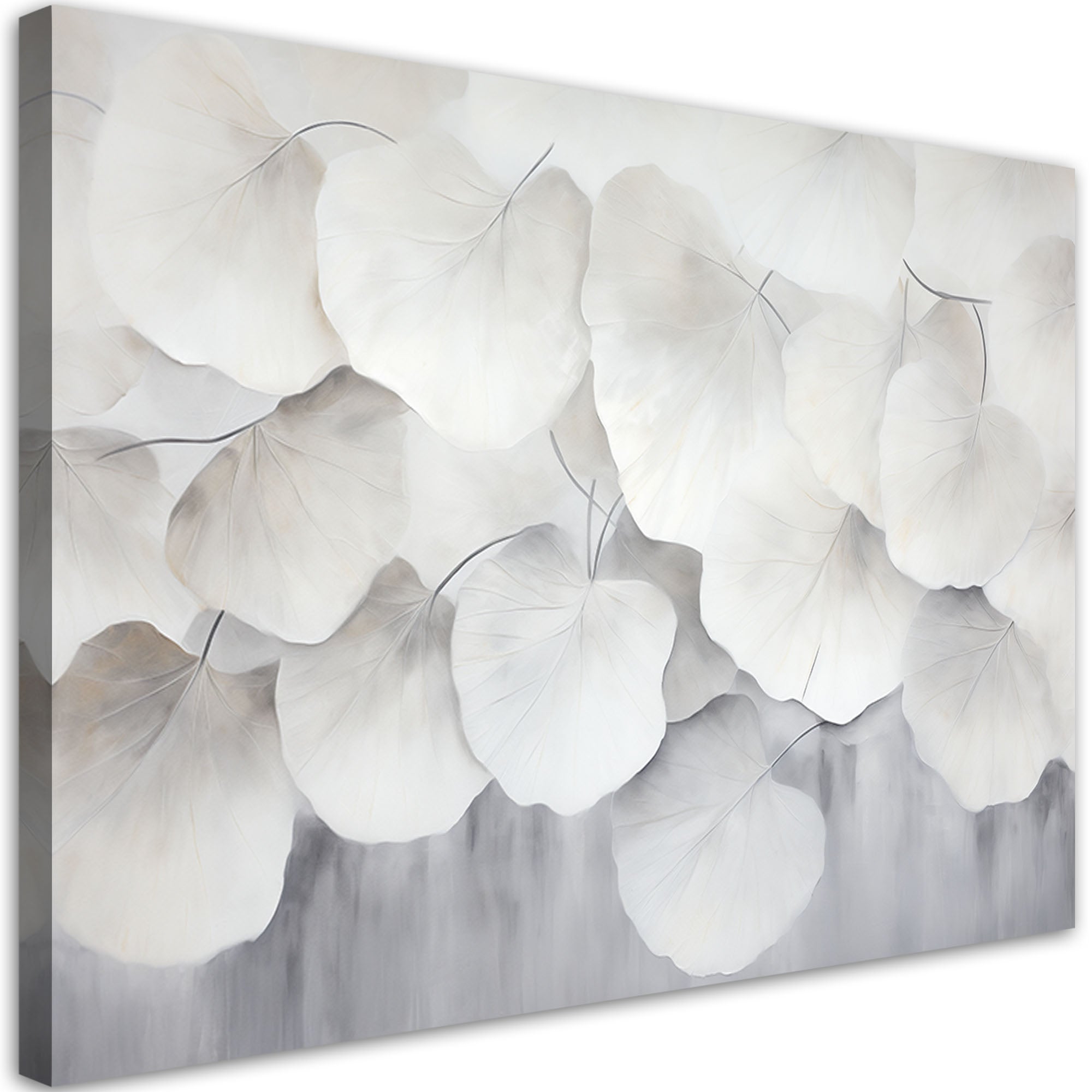 Obraz do salonu sypialni, Beżowe liście miłorzębu natura beton boho 90x60