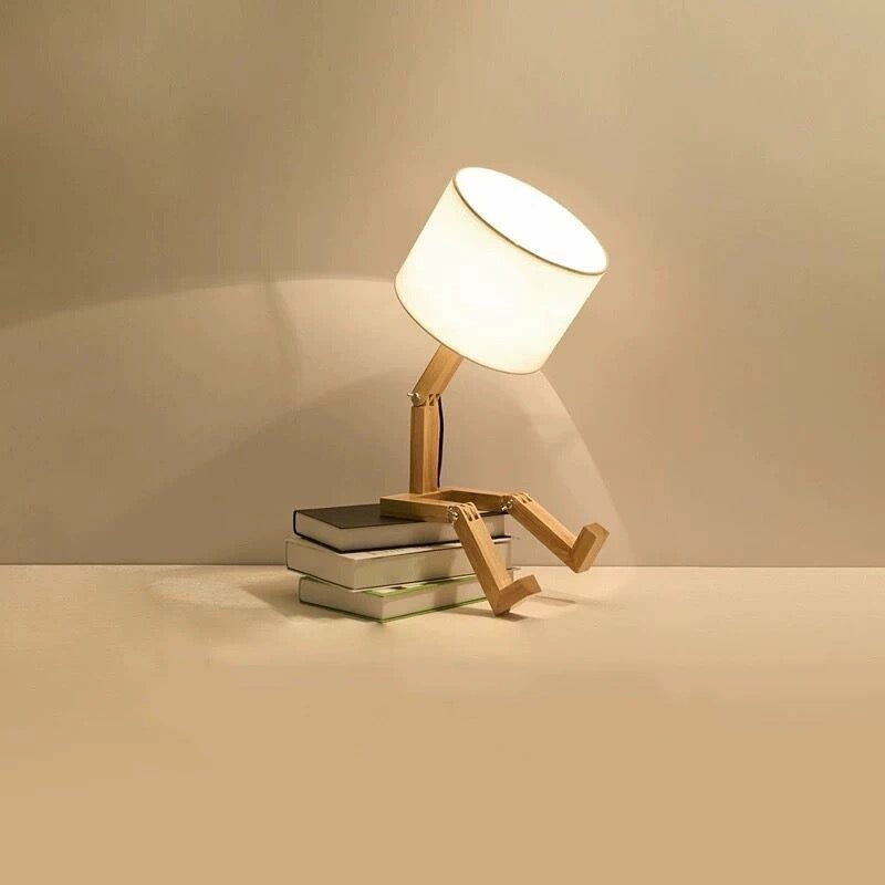 Luminária de Mesa em Madeira e Abajur em Tecido: Simplicidade Moderna para Noite e Escritório Quarto e Estúdio E27 - 6
