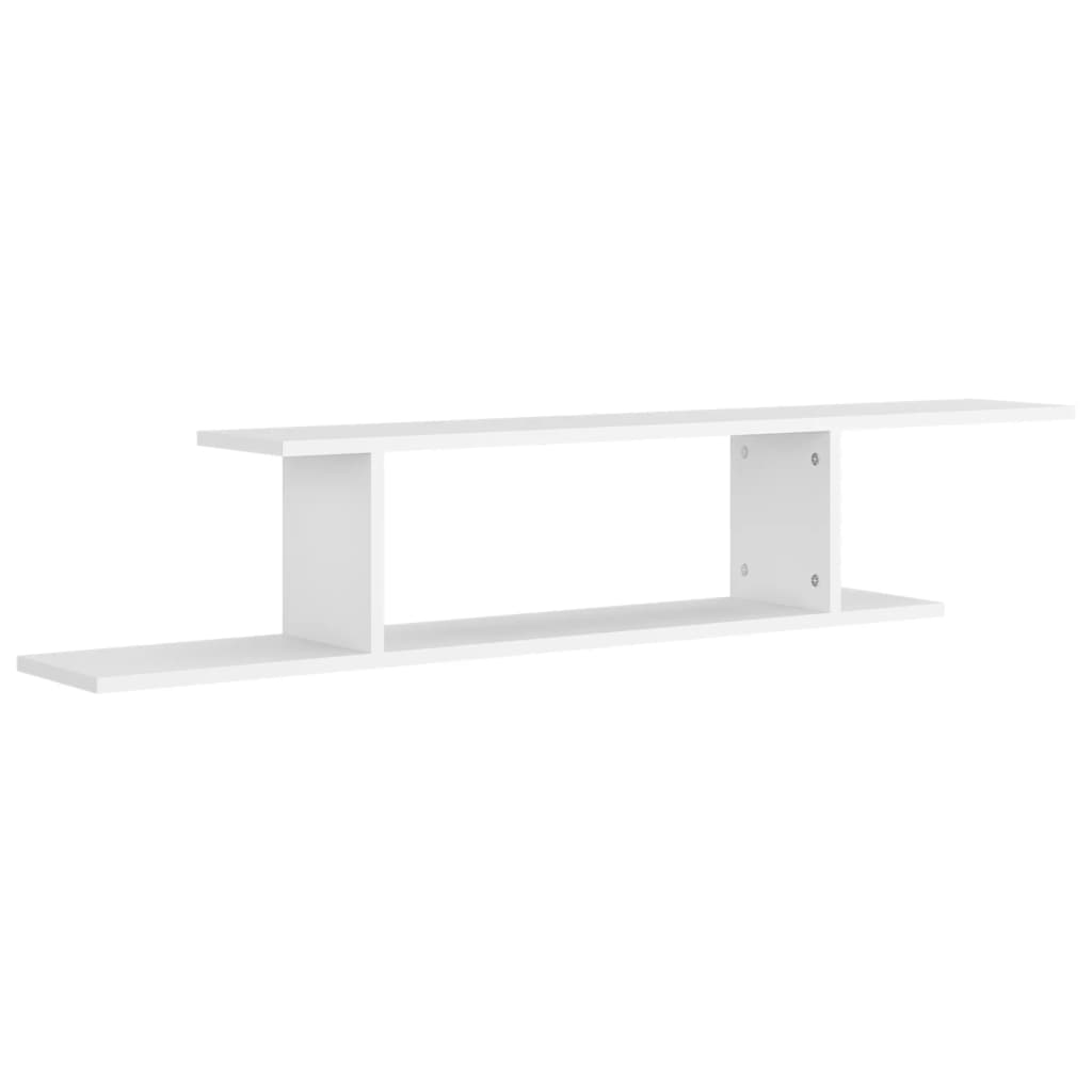 Étagère TV Murale Blanc 125x18x23 Cm - Bois D'ingénierie, Charge Max 40 Kg, Design Asymétrique