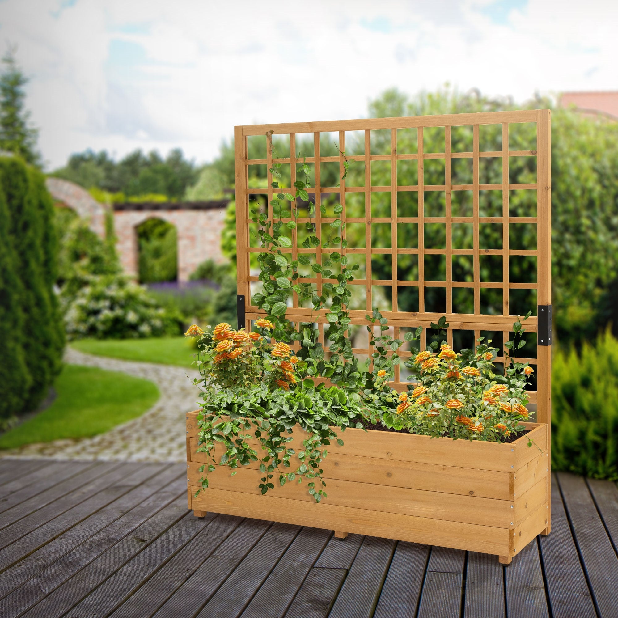 Fioriera Rettangolare Con Sottovaso Rattola - 49,5 Cm, Colore Marrone Grigiastro, Resistente Ai Raggi UV, Per Balcone E Giardino - 6