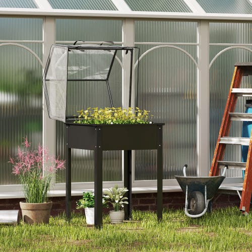 Bac de jardin surélevé avec couvercle transparent 60x60x120 cm, potager en métal avec trous de drainage, jardinière résistante pour balcon ou terrasse | Leroy Merlin Bac de jardin surélevé avec couvercle transparent 60x60x120 cm, potager en métal avec trous de drainage, jardinière résistante pour balcon ou terrasse | Leroy Merlin