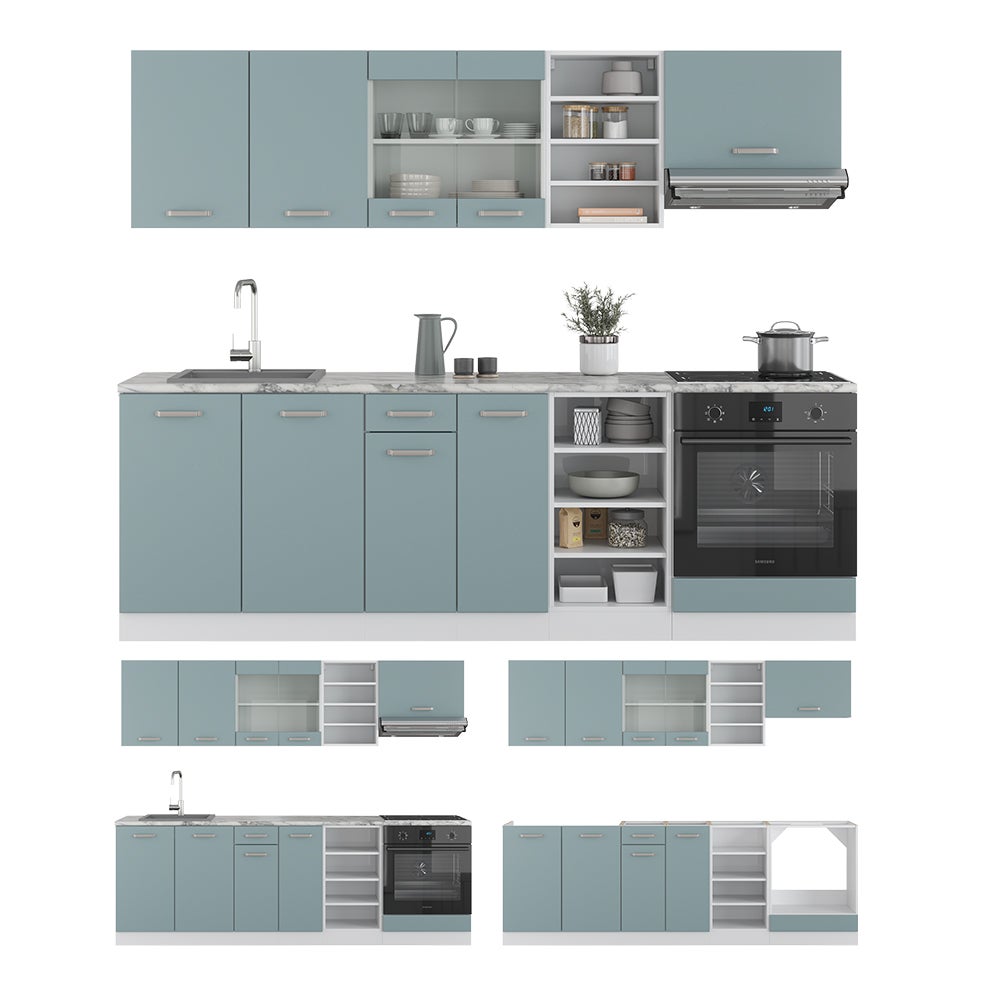 Vicco Cuisine R-Line, Bleu-gris/blanc, 240cm sans PT - 8