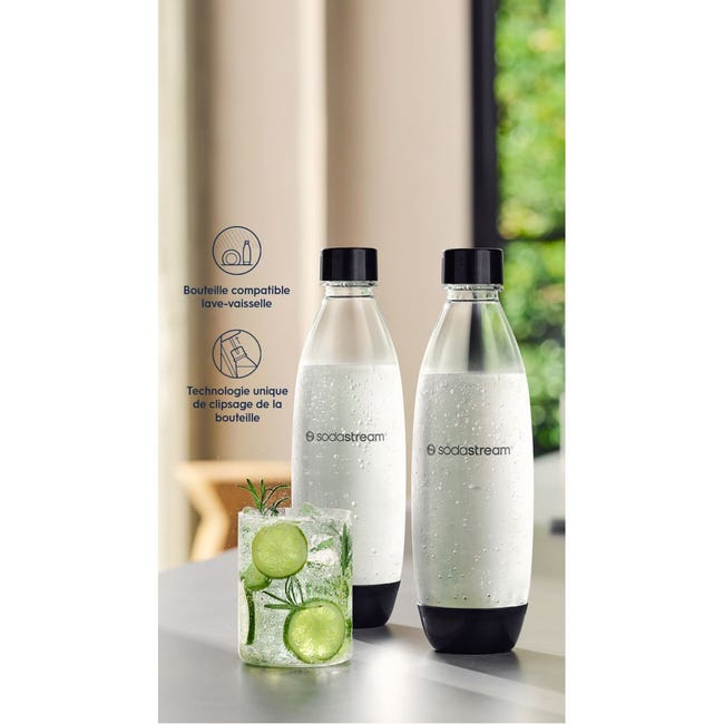 Sodastream Lot De 2 Bouteilles 1L Base Métal - Compatible Toutes Machines Sauf Crystal