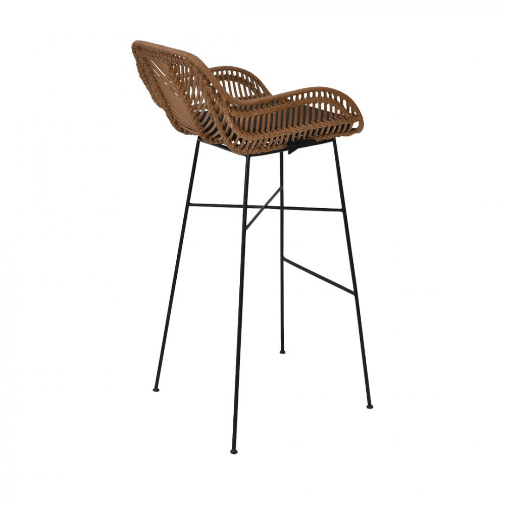 Nunuhai - Lot de 2 tabourets de bar en rotin H76cm - Bois foncé - 8