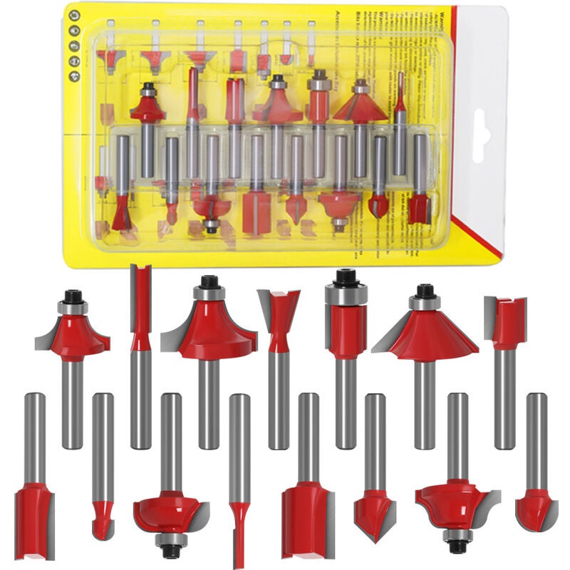 11 Pièces 6 Mm Queue Fraise Defonceuse, Fraise Droite, Fraise à Bois Fraise Extra-longue, Mèches Carbide Router Bits Fraise à Menuiserie, Pour Le Travail Du Bois (4mm-16mm) (6mm) (11