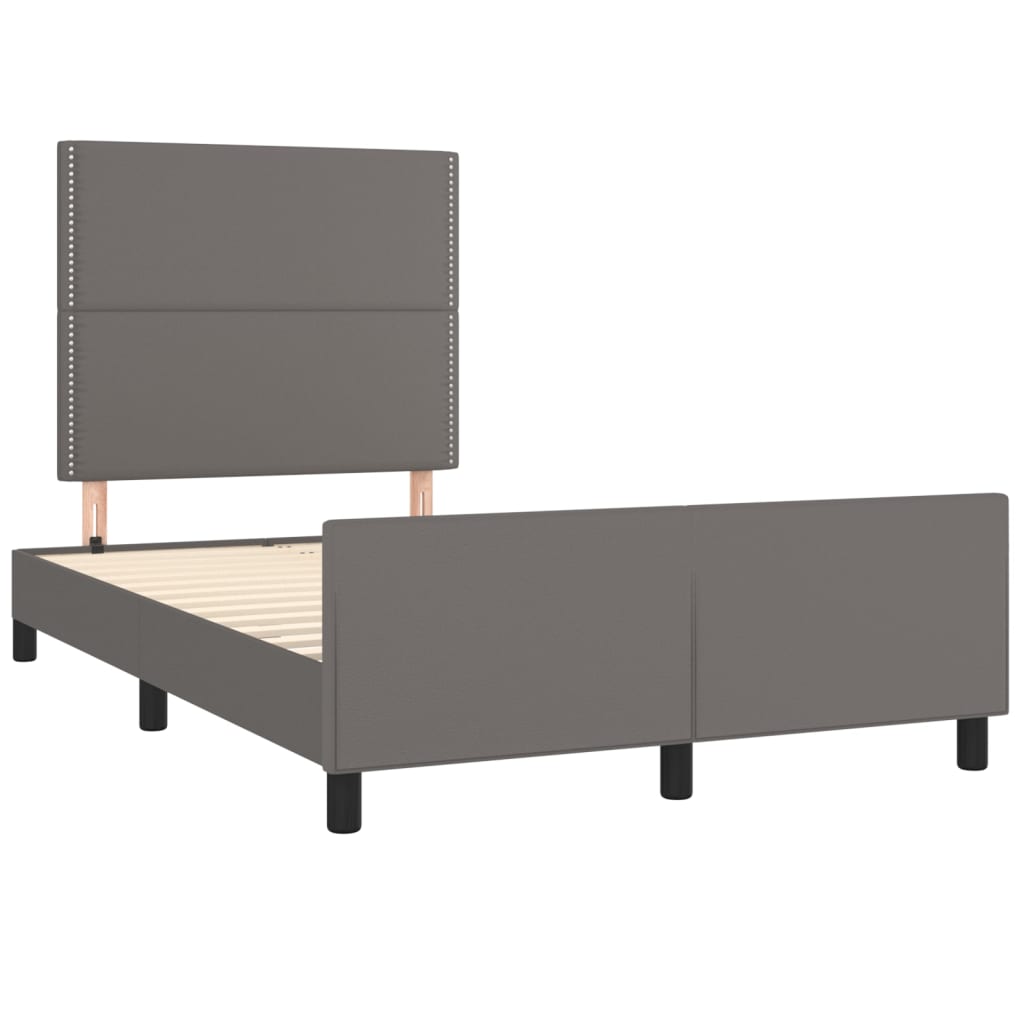 Cadre de lit sans matelas gris en similicuir, pour la chambre, 120 × 200 cm - 4