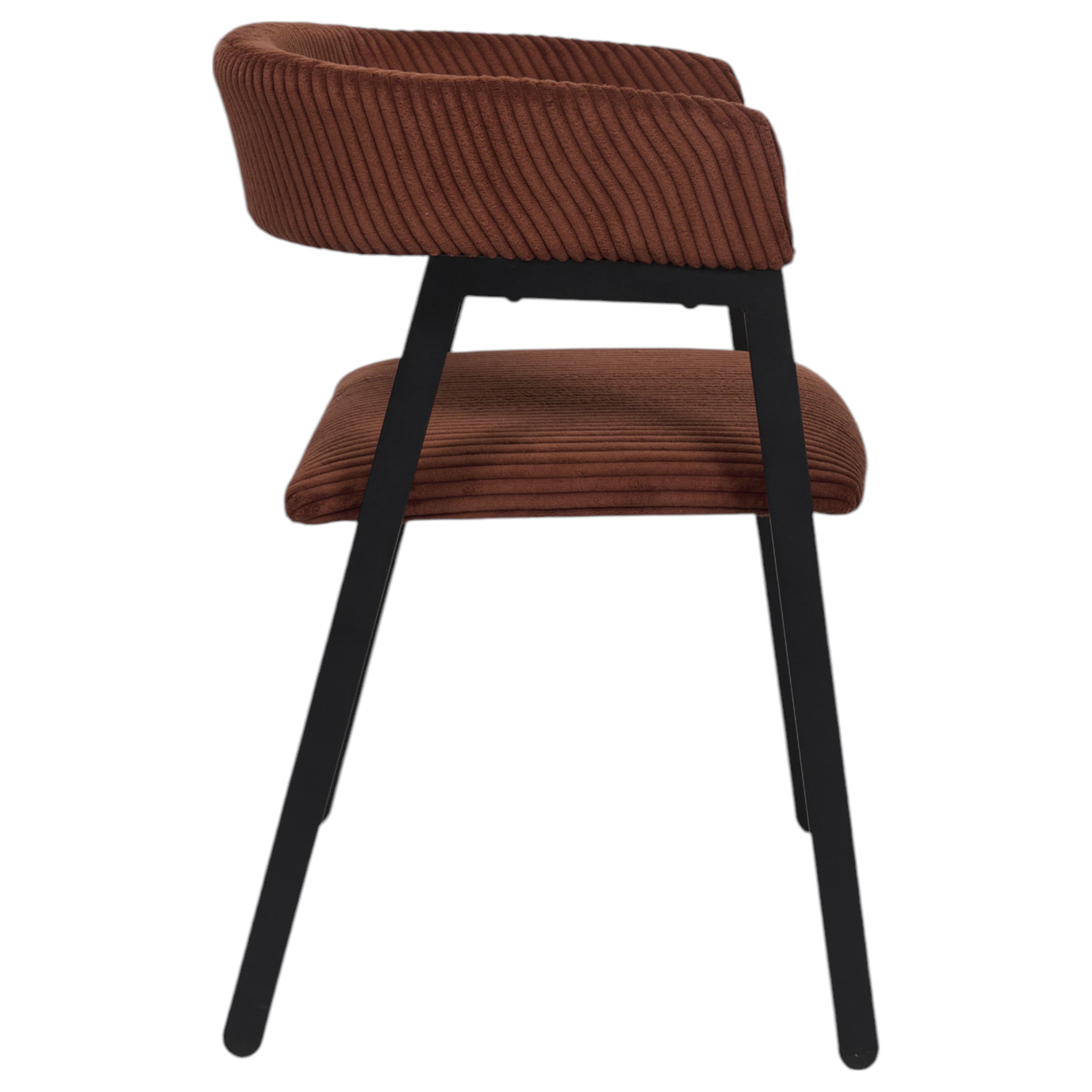 Lot De 2 Chaises - Home Deco Factory - Scott - Design - Côtelé - Rouge Et Noir - 3
