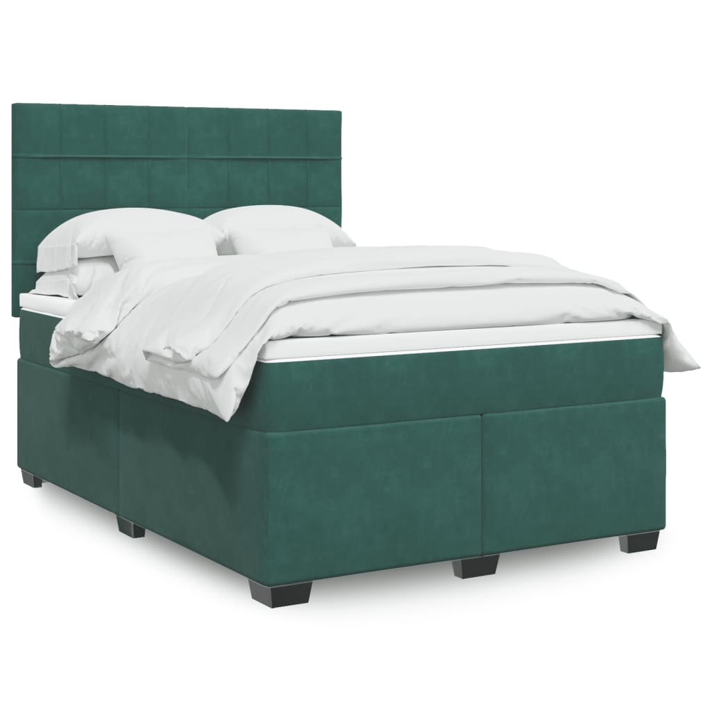 Cama box spring con colchón terciopelo verde oscuro 140x200 cm | Leroy ...