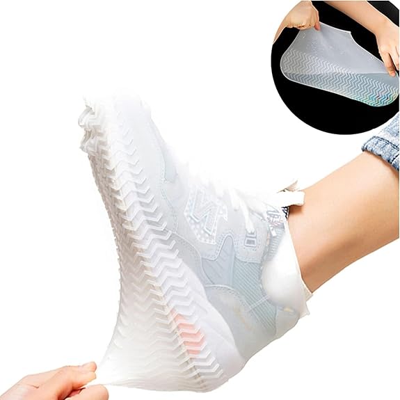 2 Paires Couvre-Chaussures, Silicone Surchaussures Imperméable, Couvre Chaussures Imperméables, de Pluie Réutilisables en Silicone étanche pour Protég - 3