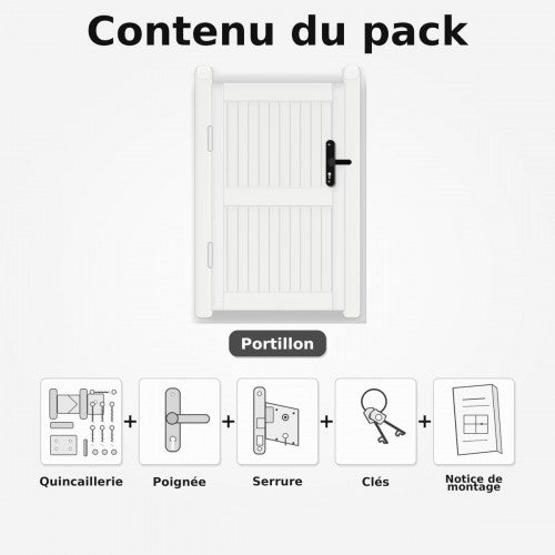 Portillon battant manuel PVC blanc GUÉRANDE L 100 x H 160 cm - poignée à droite - 3
