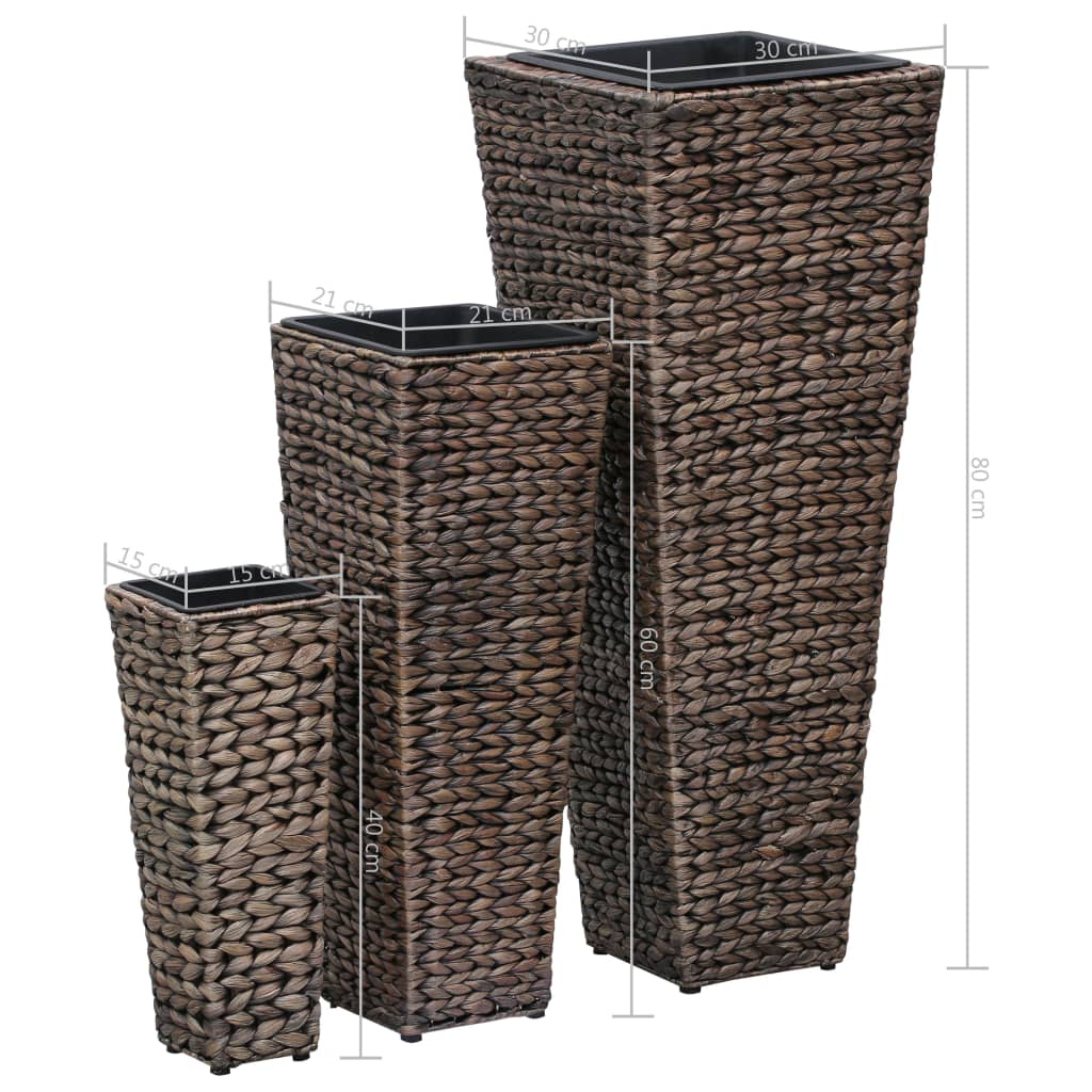 3 pcs Jardinières de jardin | Pot de Fleurs Jacinthe d'eau Marron foncé CFW86937 - 7