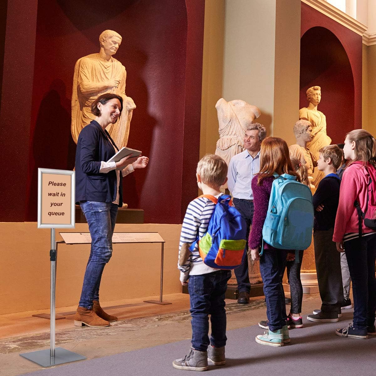 A4 Poster Stand, Espositore da Pavimento, Supporto Poster/Menù per Pubblicità da Terra, Girevole a 360 Gradi, Regolabile in Altezza (Argento A - 2