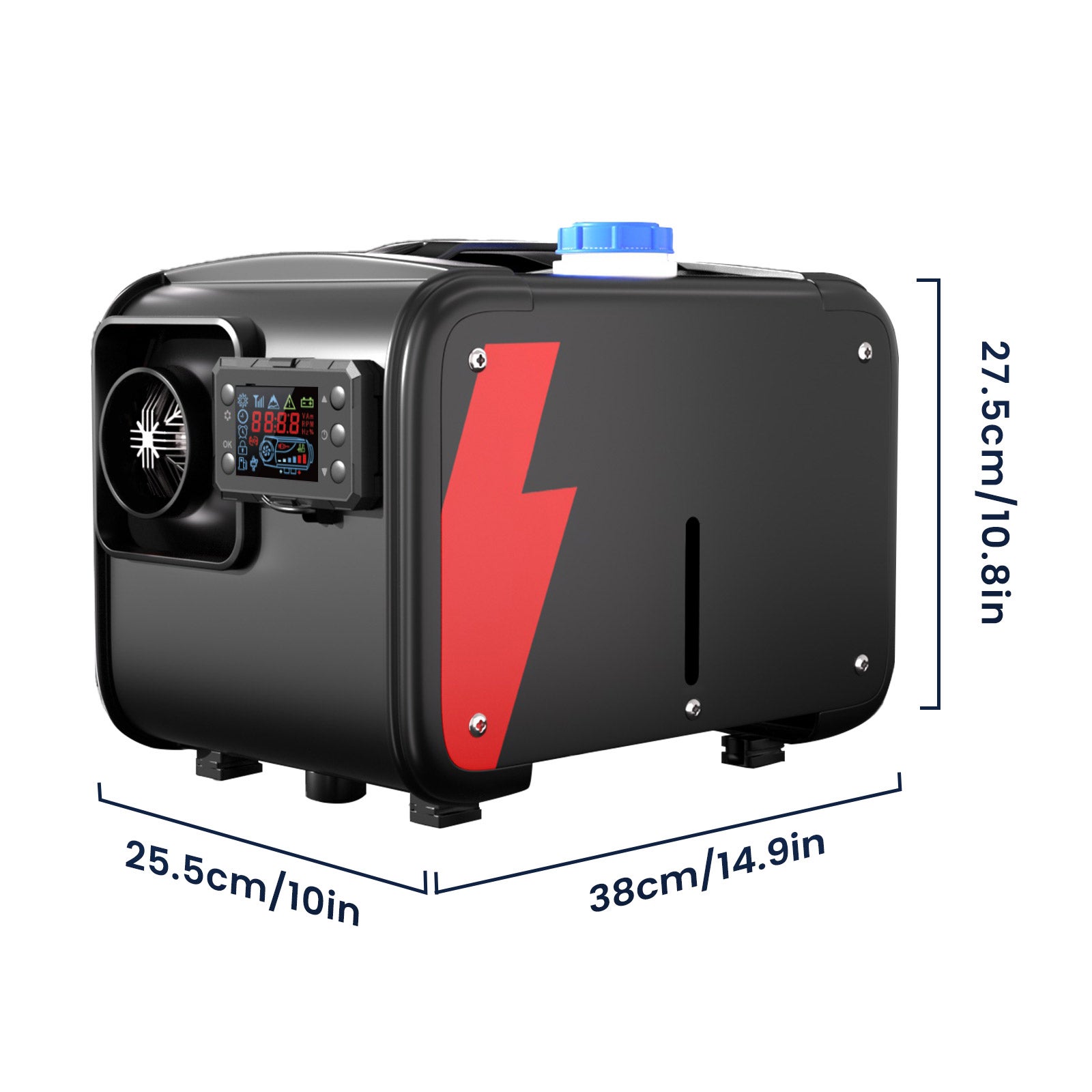 Riscaldatore Diesel 8 KW Multtensione 12V/24V/220V Con Bluetooth, Telecomando E 4 Prese – Per Camper, Furgoni E Roulotte