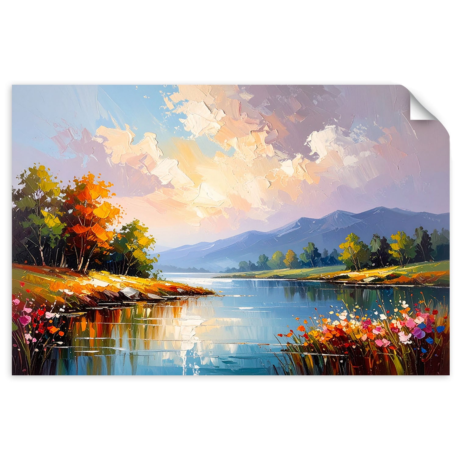 Naklejka samoprzylepna, Rzeka Drzewa Krajobraz 150x100