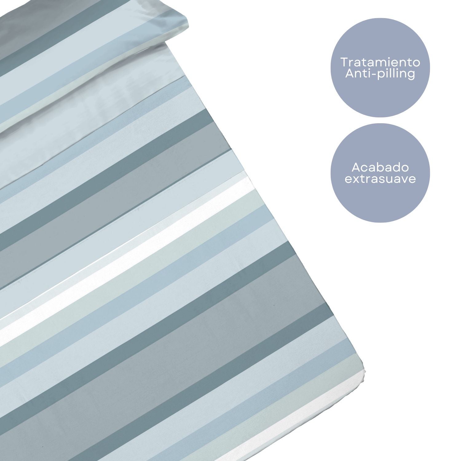 Juego Sábanas Microfibra Verano Nicol Azul cama 135cm Donegal Collections - 4