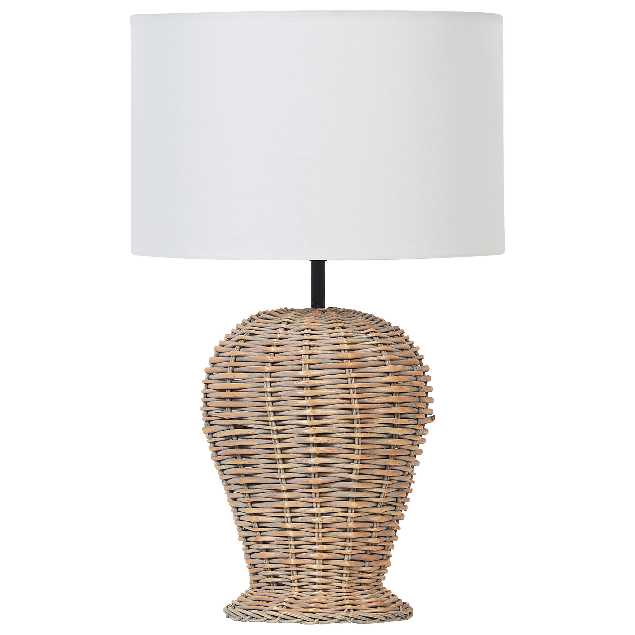 Beliani Lámpara De Mesa Furelos Ratán Natural Blanco/Crema , Leroy Merlin