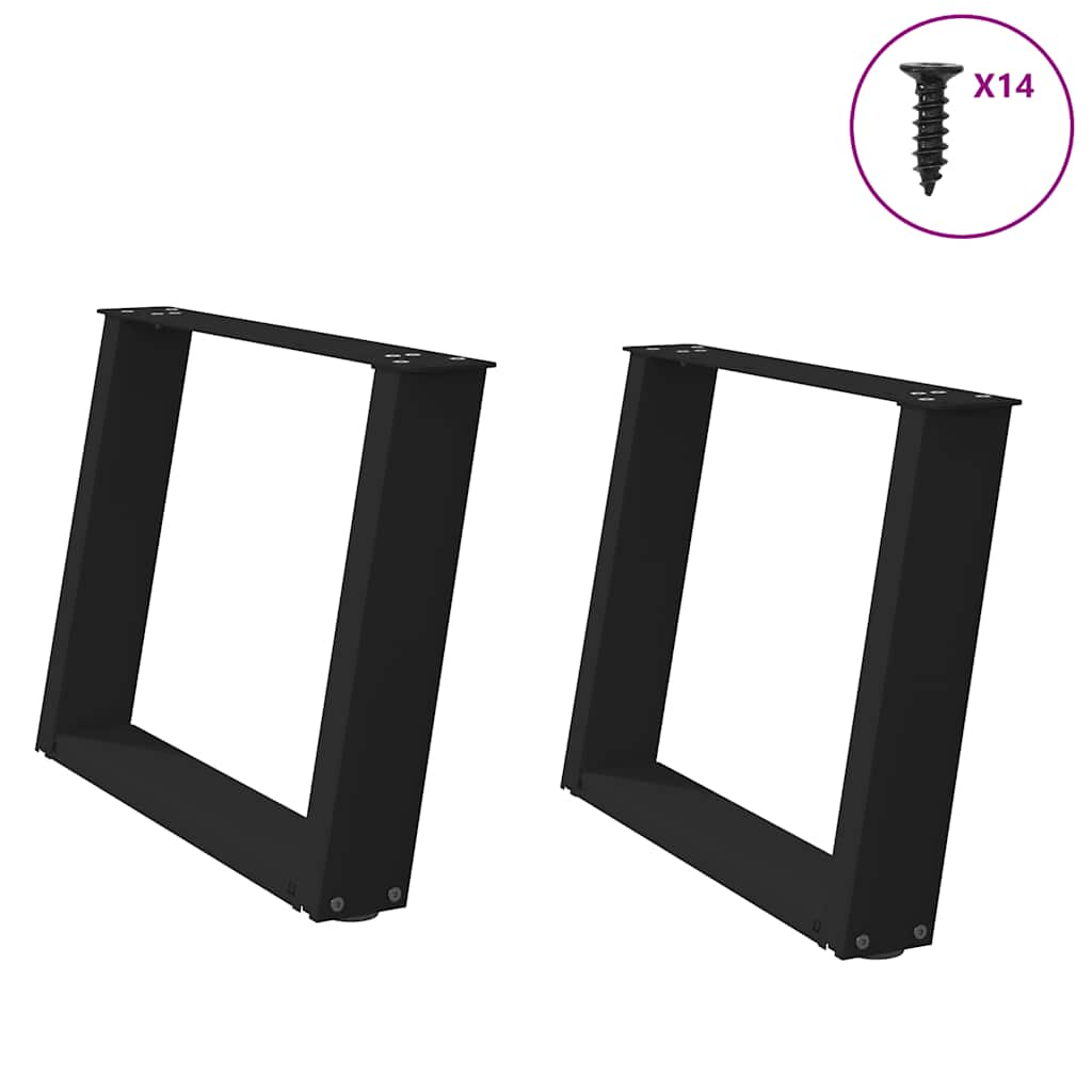 Nogi do stolika kawowego w kształcie litery U 2 szt. Czarne 70x(42-43) cm Stal vidaXL