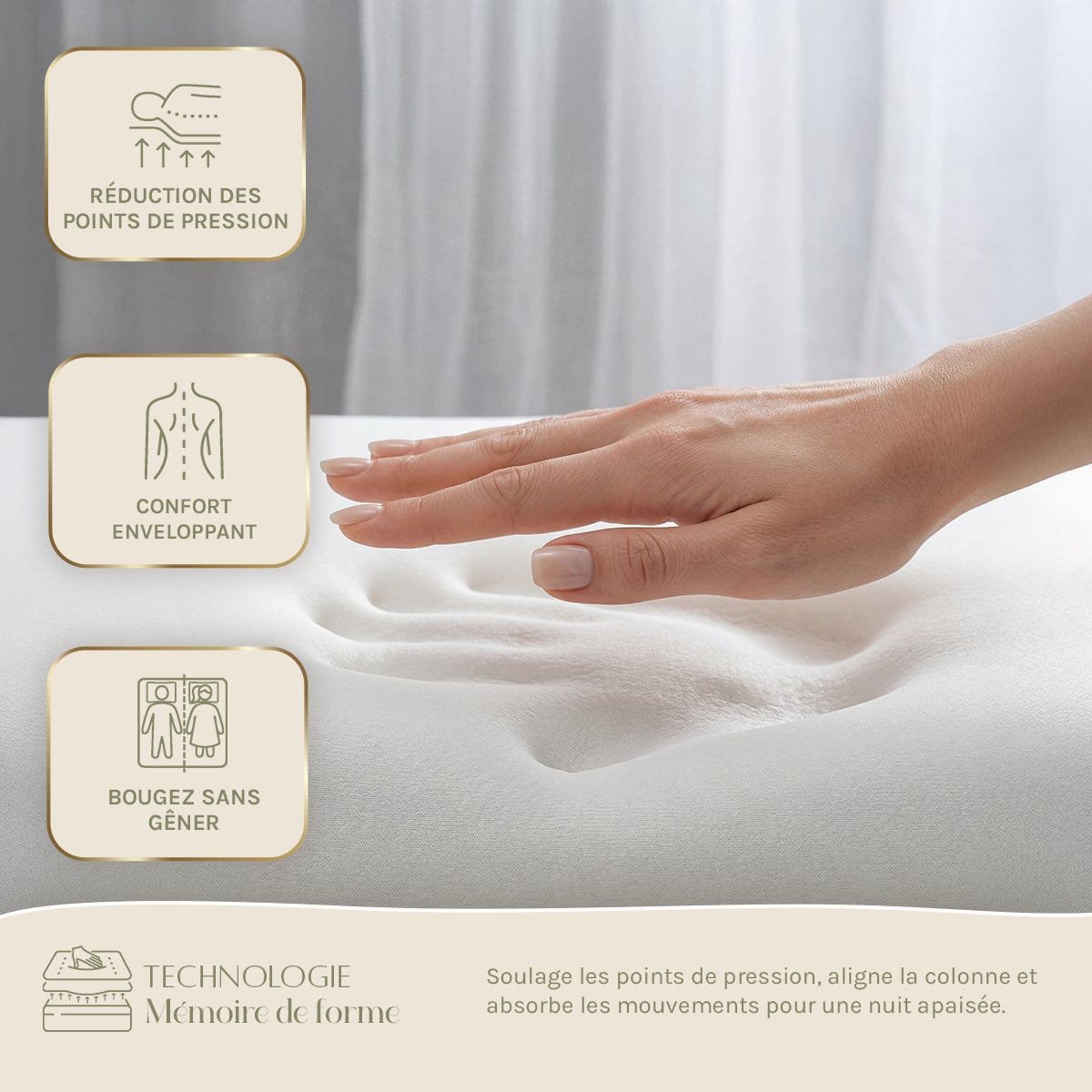 Matelas Altesse Mousse Haute densité Accueil Mémoire de Forme Ferme - 26 cm - 160 x 200 cm - 4