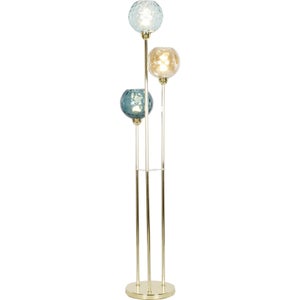 Lampadaire Design En Verre Fleuri – Hauteur Réglable 163-185 Cm, Ampoule E27 Dimmable, Couleur Or, Pour Salon/chambre