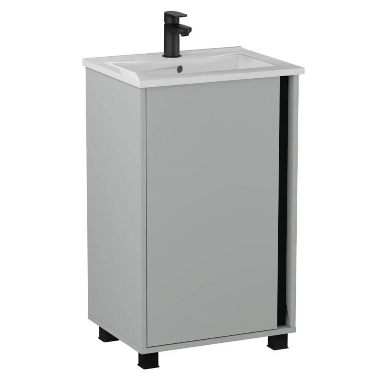 Zestaw Szafka z umywalką FOX 49 cm chinchilla szara/czarna